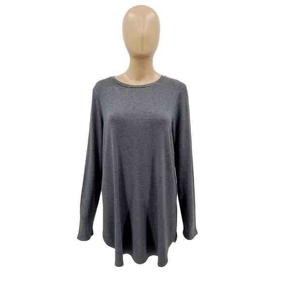 Eileen Fisher Jersey Knit Crew Neck Long Sleeve Top Grey Size Small Petite SP - Picture 1 of 9